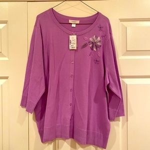 Lavender CJ Banks 3X NEVER WORN NWT Cardigan!